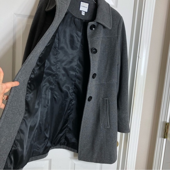 CROFT & BARROW Gray Wool Blend Classic Mid Length Button Up Pea Coat L - Picture 8 of 11